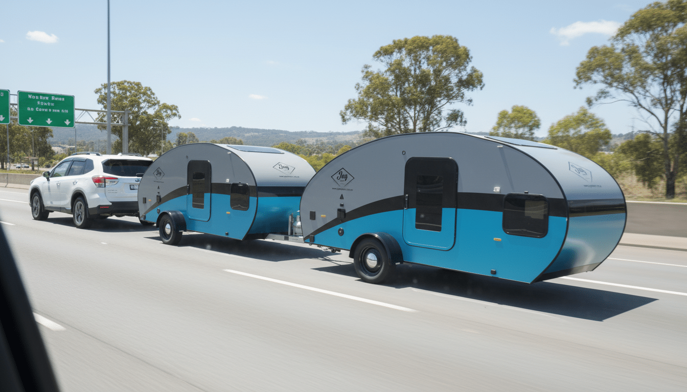 JAG TD being towed by a small SUV on an Australian highway