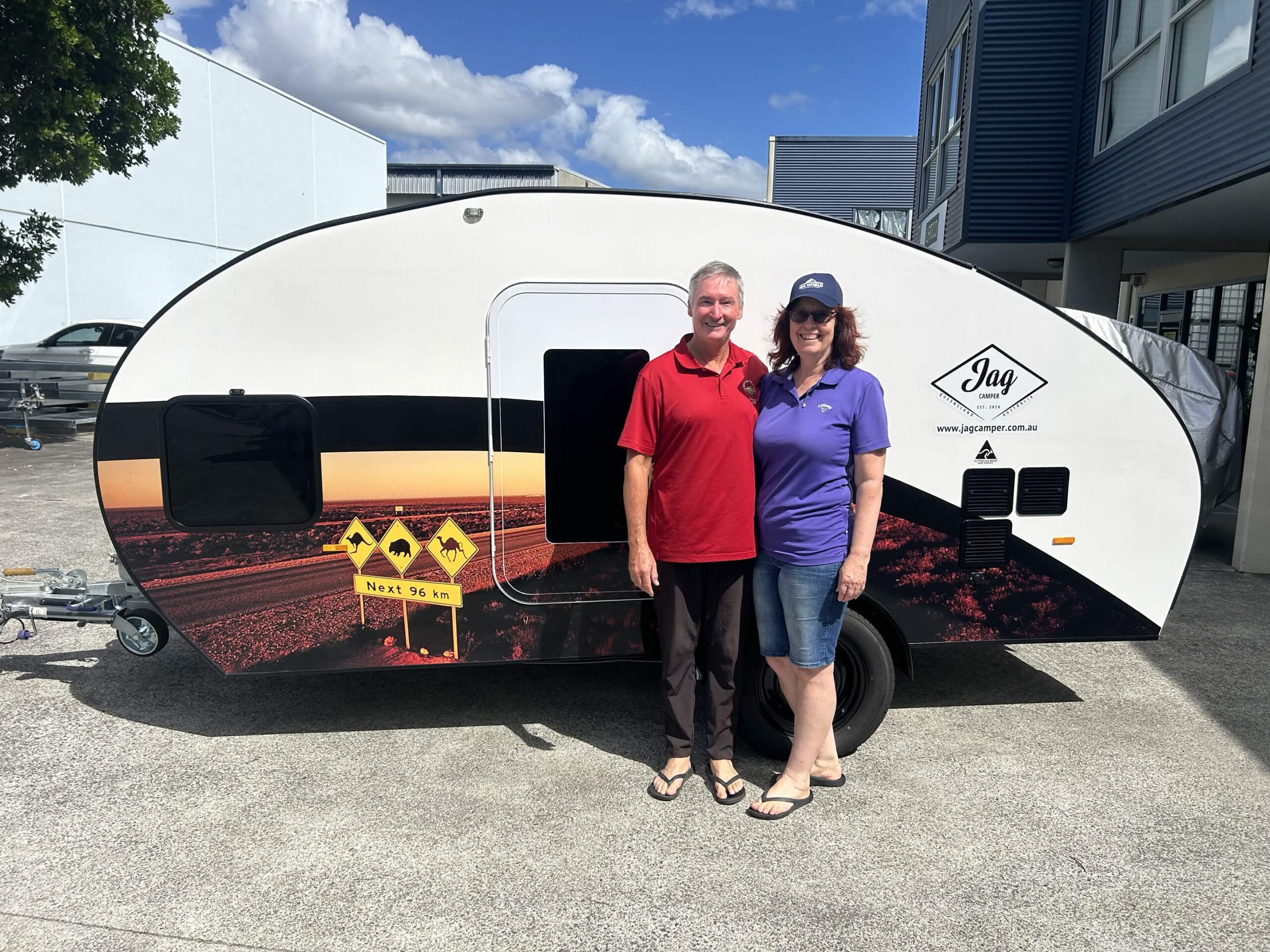 Gregg and Michelle Peters with their JAG Teardrop Camper