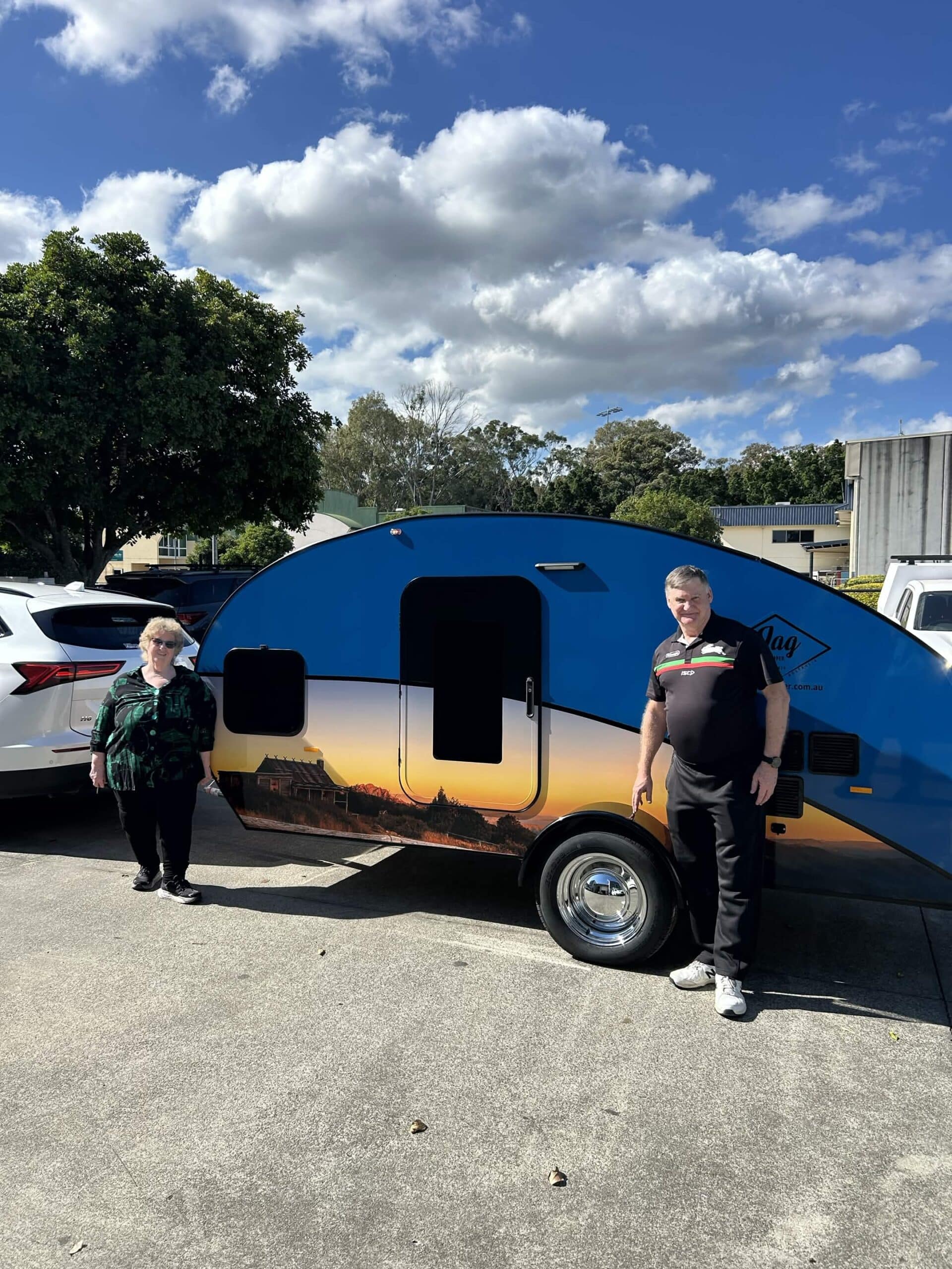 JAG Teardrop Campers latest build with Capri Blue panels