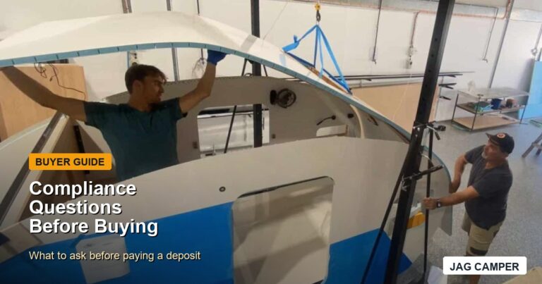 JAG Camper workshop image for camper trailer compliance Australia buyer questions