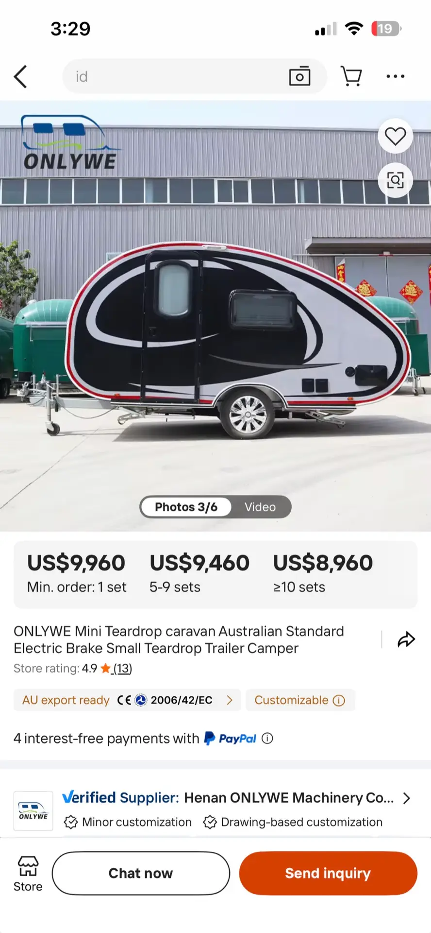 Chinese Alibaba teardrop camper listing visually matching Breath Trailer models